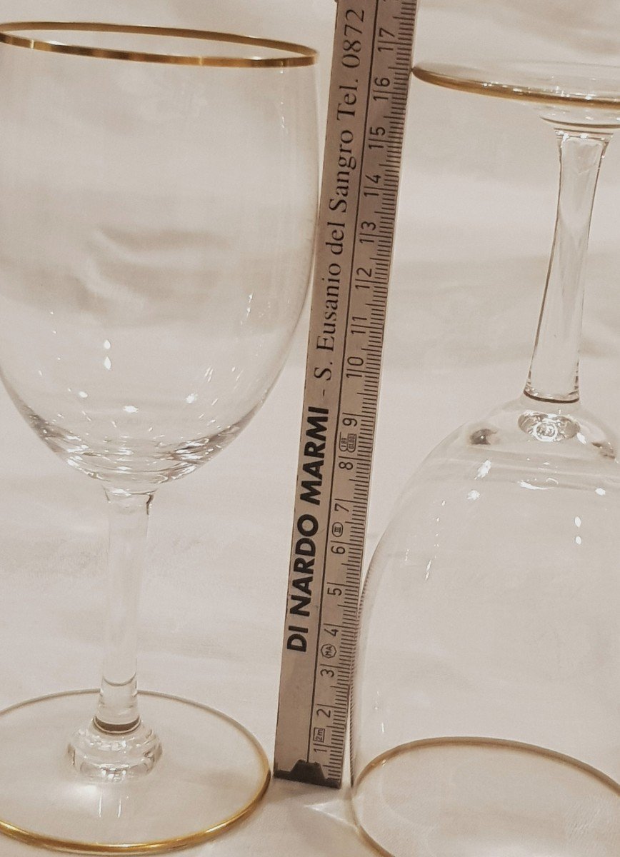 Lot 17 Verres Cristal Baccarat Modèle Perfection Liseret Or-photo-7