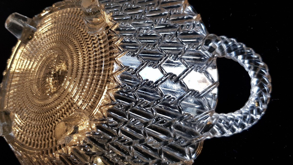 Petite Corbeille Ancienne En Verre Moulé Portieux-photo-6