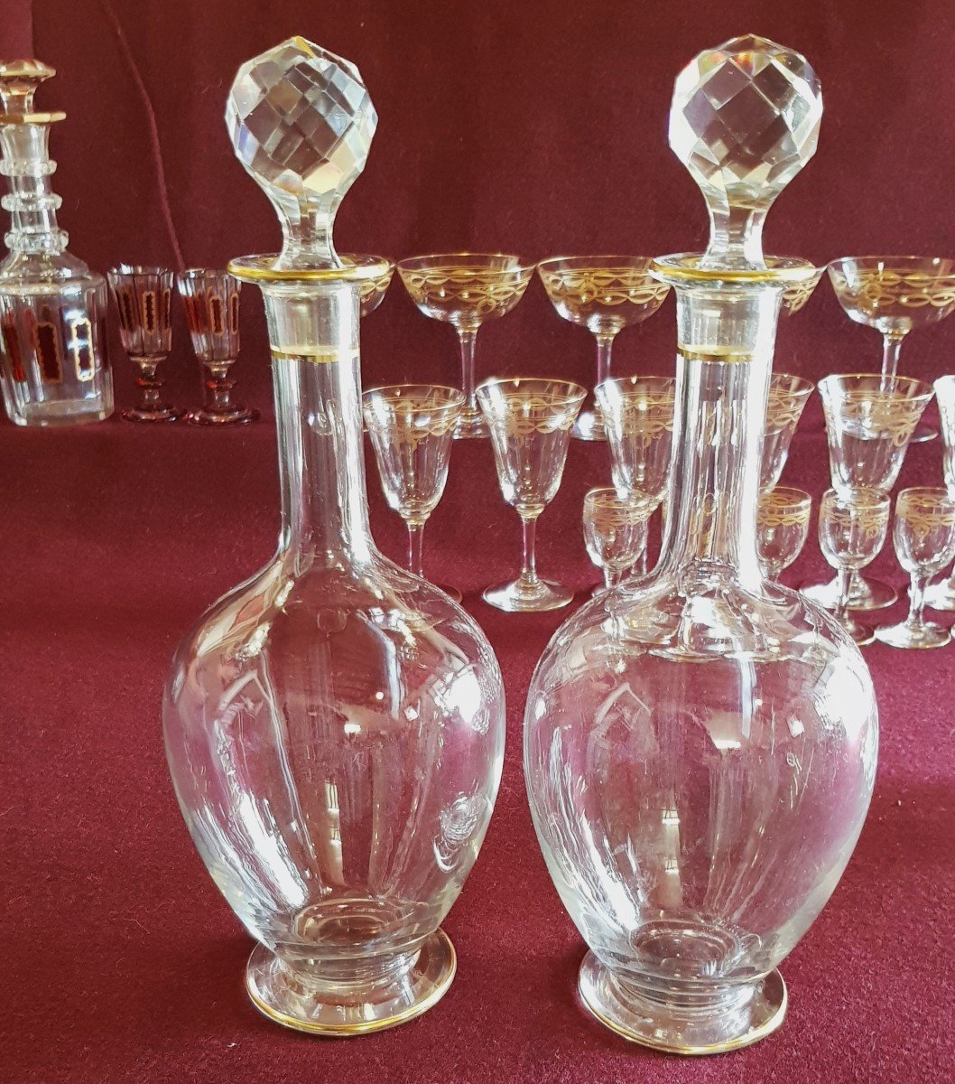 Beautiful Pair Of Old Crystal Bottles Early 20th Century-photo-2