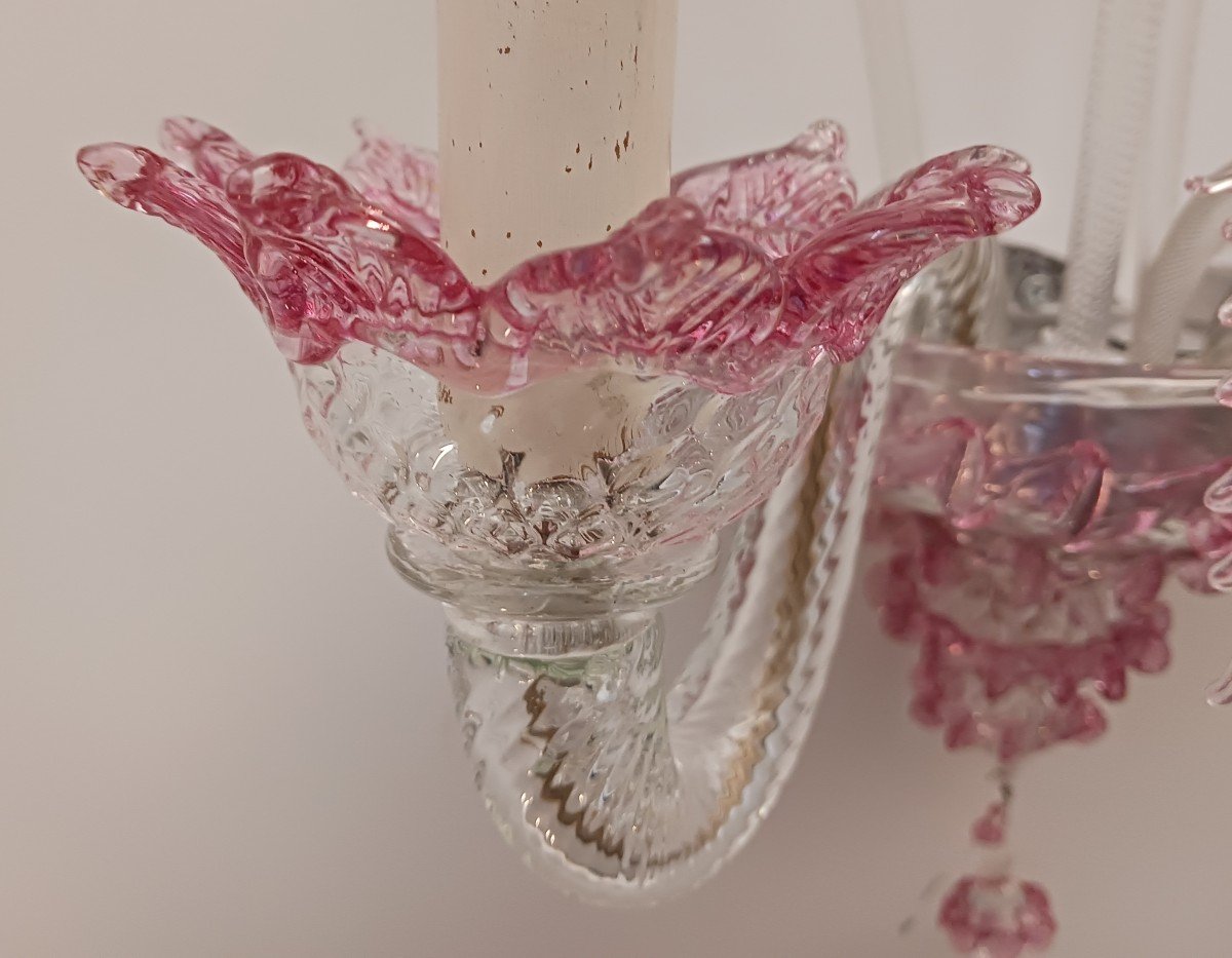 Paire d'Appliques En Verre Soufflé De Murano Des Années '60 Du XX ème Siècle-photo-1