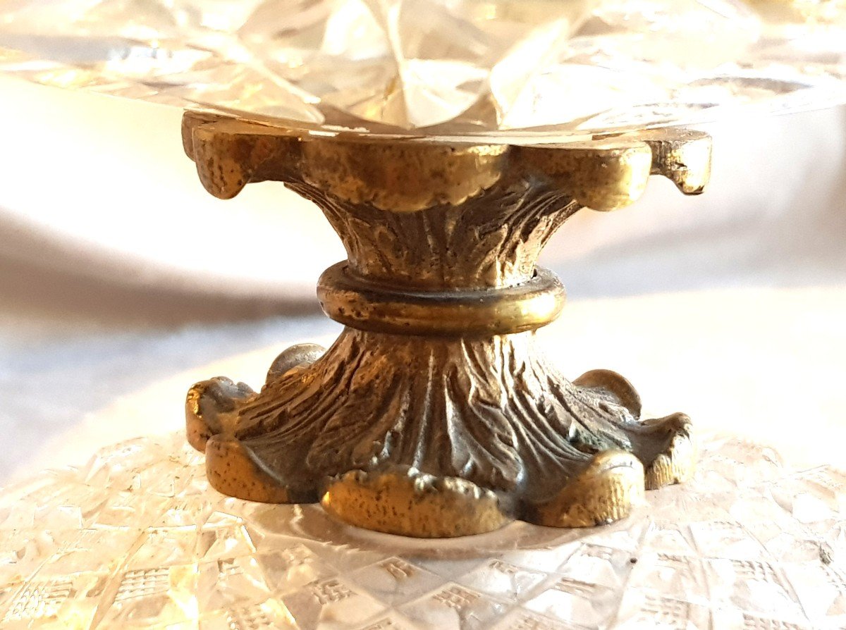 Old Fruit Bowl In Bronze And Cut Bohemian Crystal-photo-1