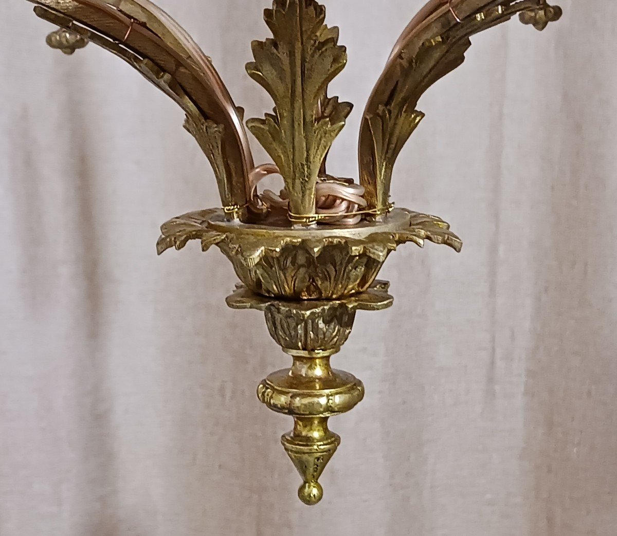 Old Neogothic Chandelier In Polished Bronze-photo-4