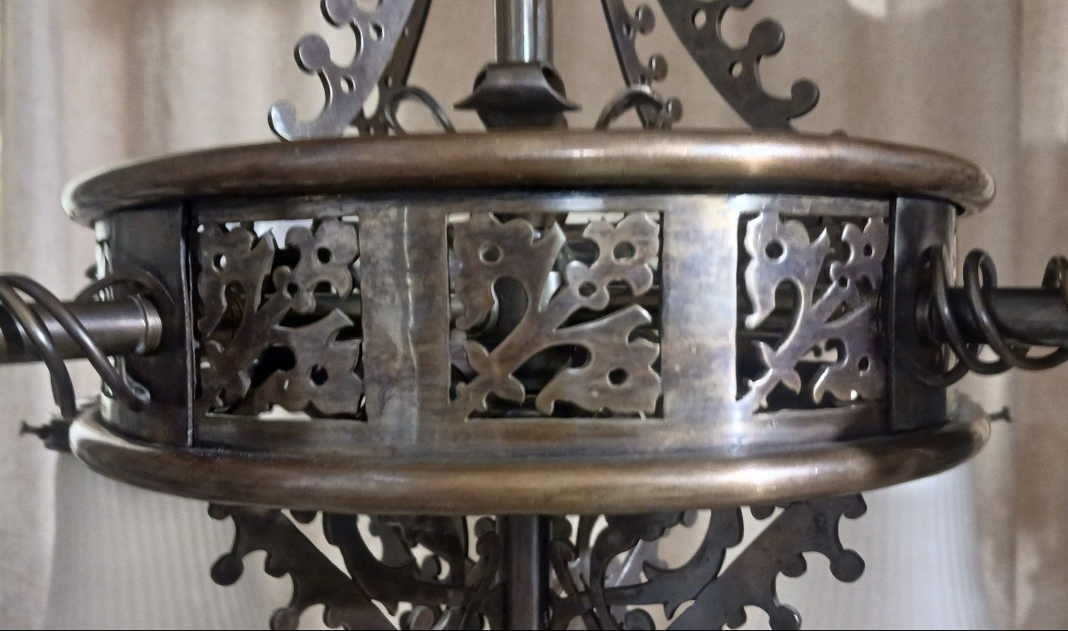 Old Bronze Chandelier In Henry II Style-photo-3
