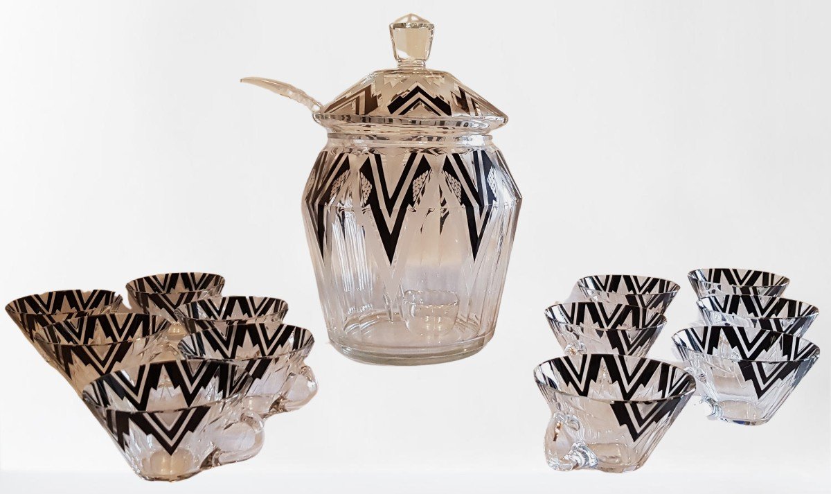 Art Deco Crystal Fruit Salad Or Sangria Service