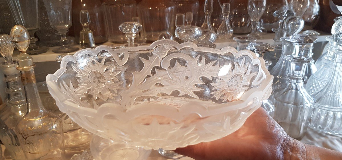 Anciennes Coupe Et Assiette Art Nouveau Verre Moulé Vallerysthal-photo-3