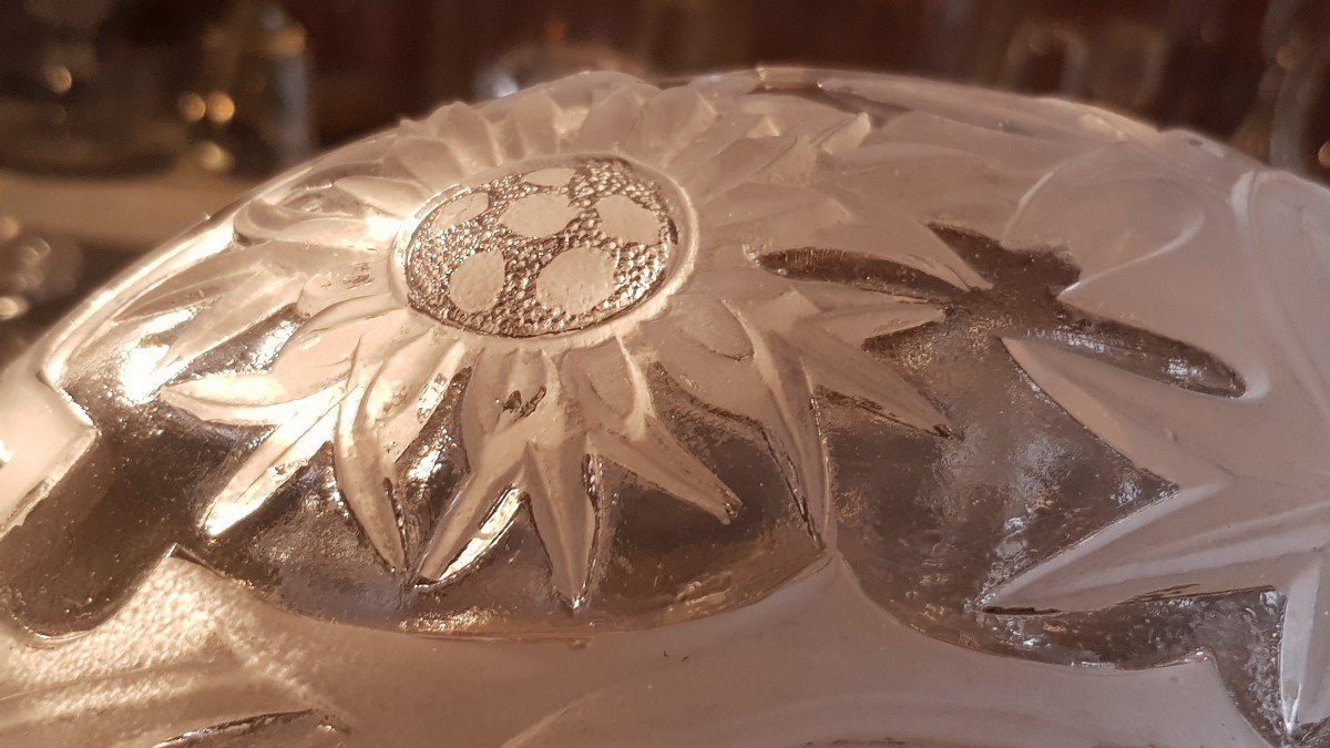 Anciennes Coupe Et Assiette Art Nouveau Verre Moulé Vallerysthal-photo-4