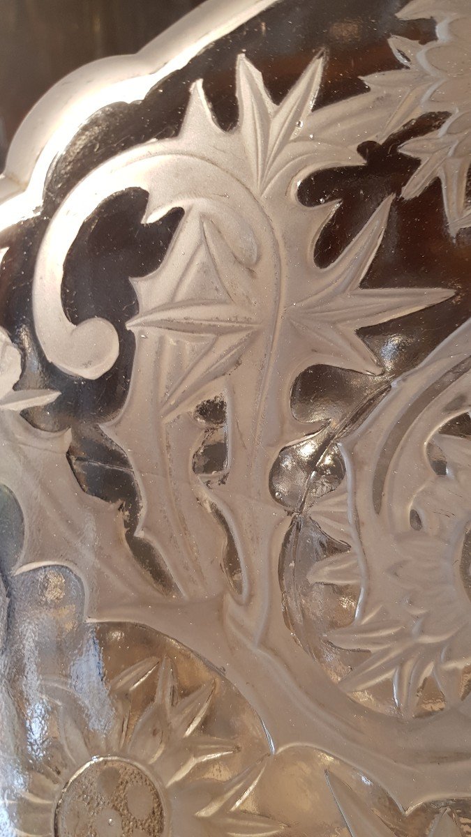 Anciennes Coupe Et Assiette Art Nouveau Verre Moulé Vallerysthal-photo-2