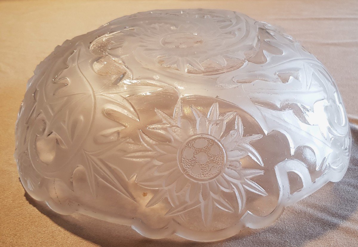 Anciennes Coupe Et Assiette Art Nouveau Verre Moulé Vallerysthal-photo-4