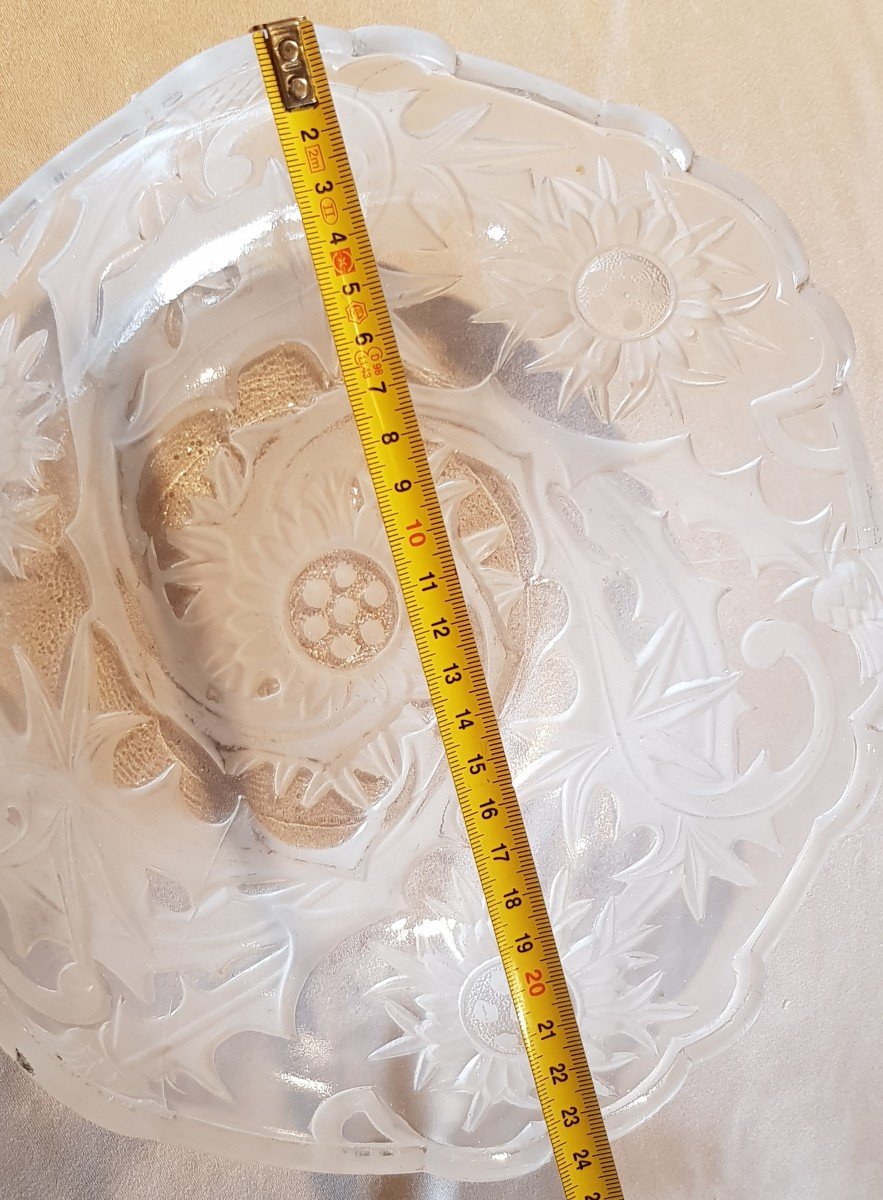 Anciennes Coupe Et Assiette Art Nouveau Verre Moulé Vallerysthal-photo-6