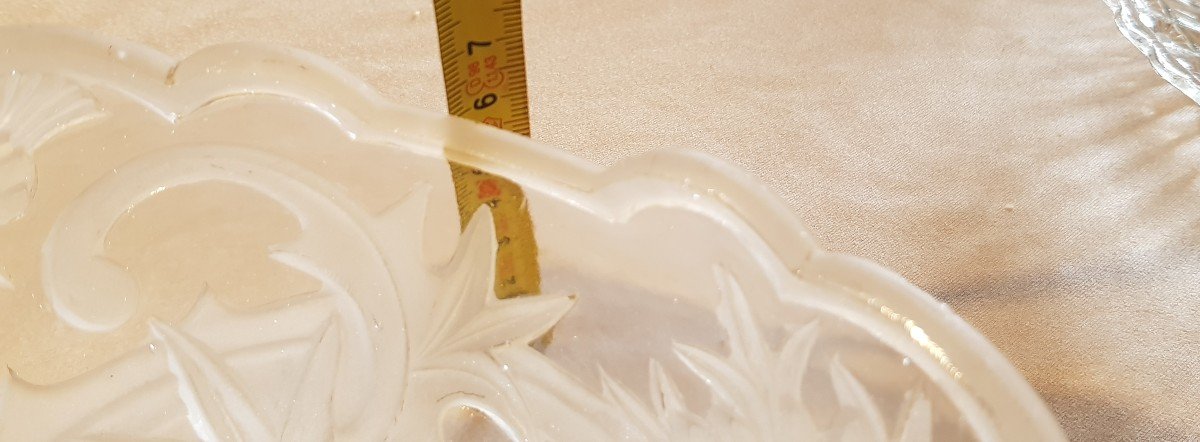 Anciennes Coupe Et Assiette Art Nouveau Verre Moulé Vallerysthal-photo-7