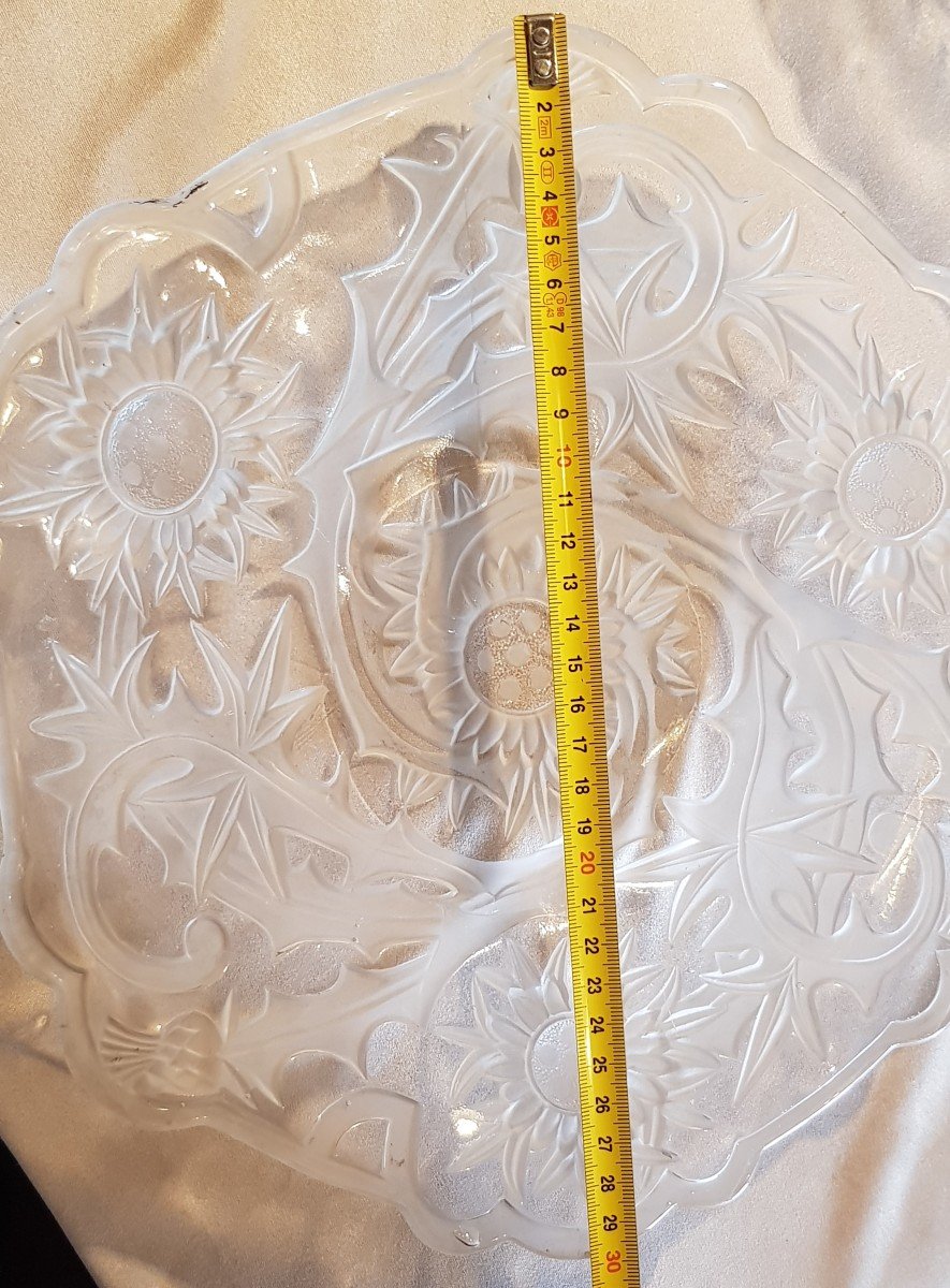 Anciennes Coupe Et Assiette Art Nouveau Verre Moulé Vallerysthal-photo-8