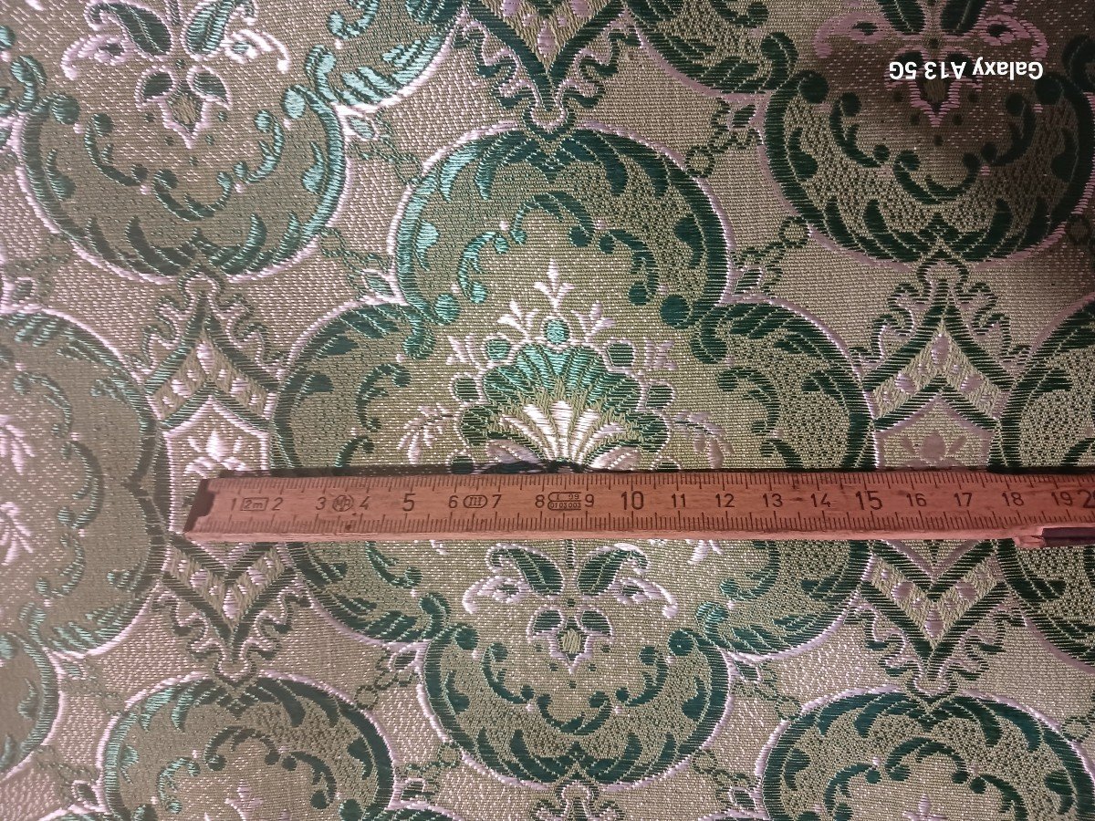 Remnant Brocade Furnishing Fabric Year 1970 Important  Length 15 Meters-photo-4