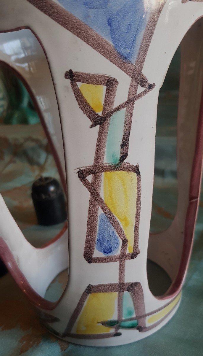 Ceramic Lantern With Polychrome Decoration, 1960s Design, Italy, Civita Castellana-photo-3