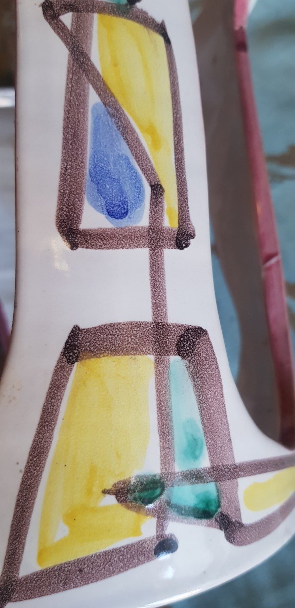 Ceramic Lantern With Polychrome Decoration, 1960s Design, Italy, Civita Castellana-photo-4
