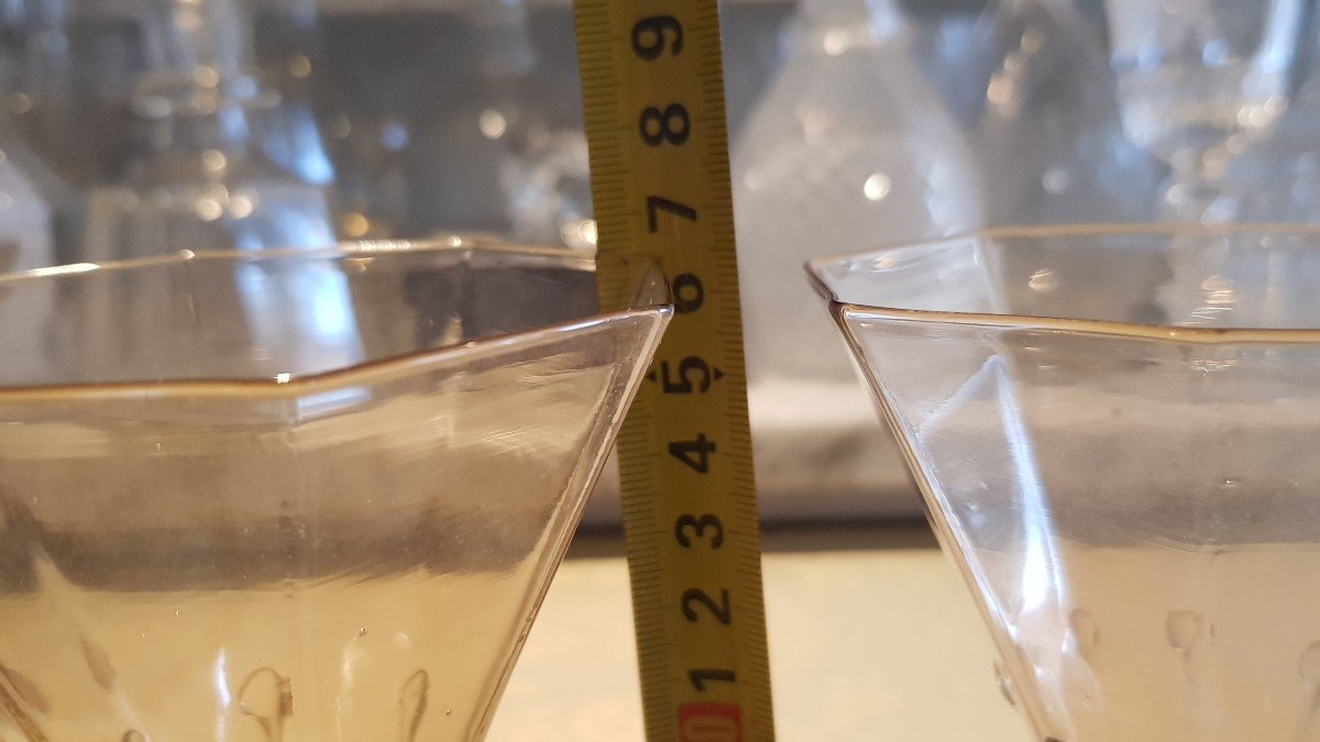 Ensemble De 4 Verres  Antiques En Verre Soufflé Murano Salviati h 16 cm-photo-3