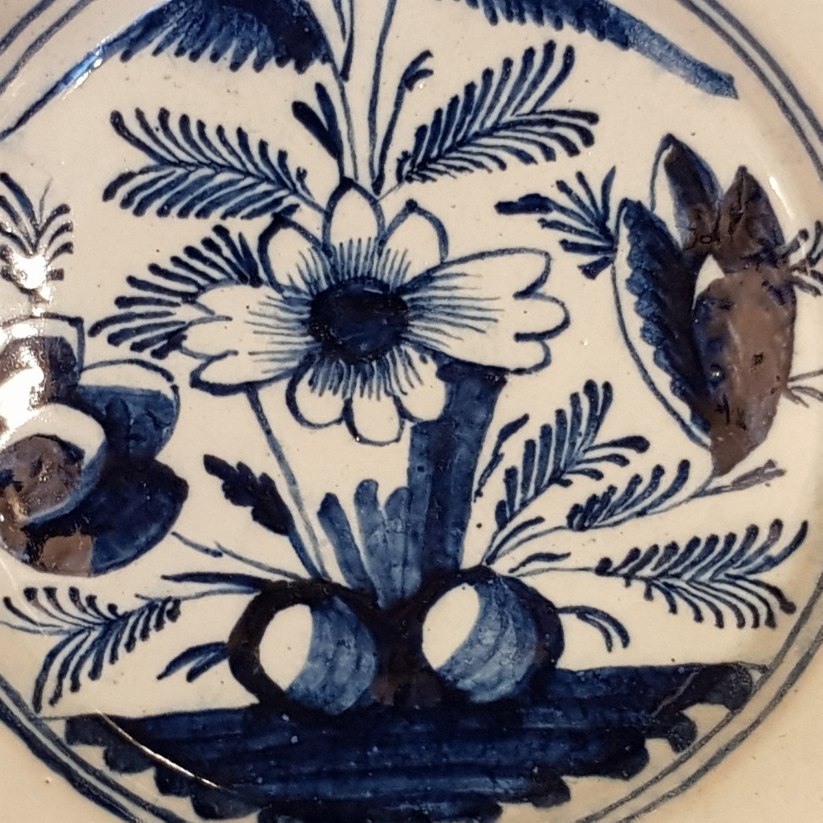 Antique Earthenware Plate From Delft Holland 18th Century-photo-4