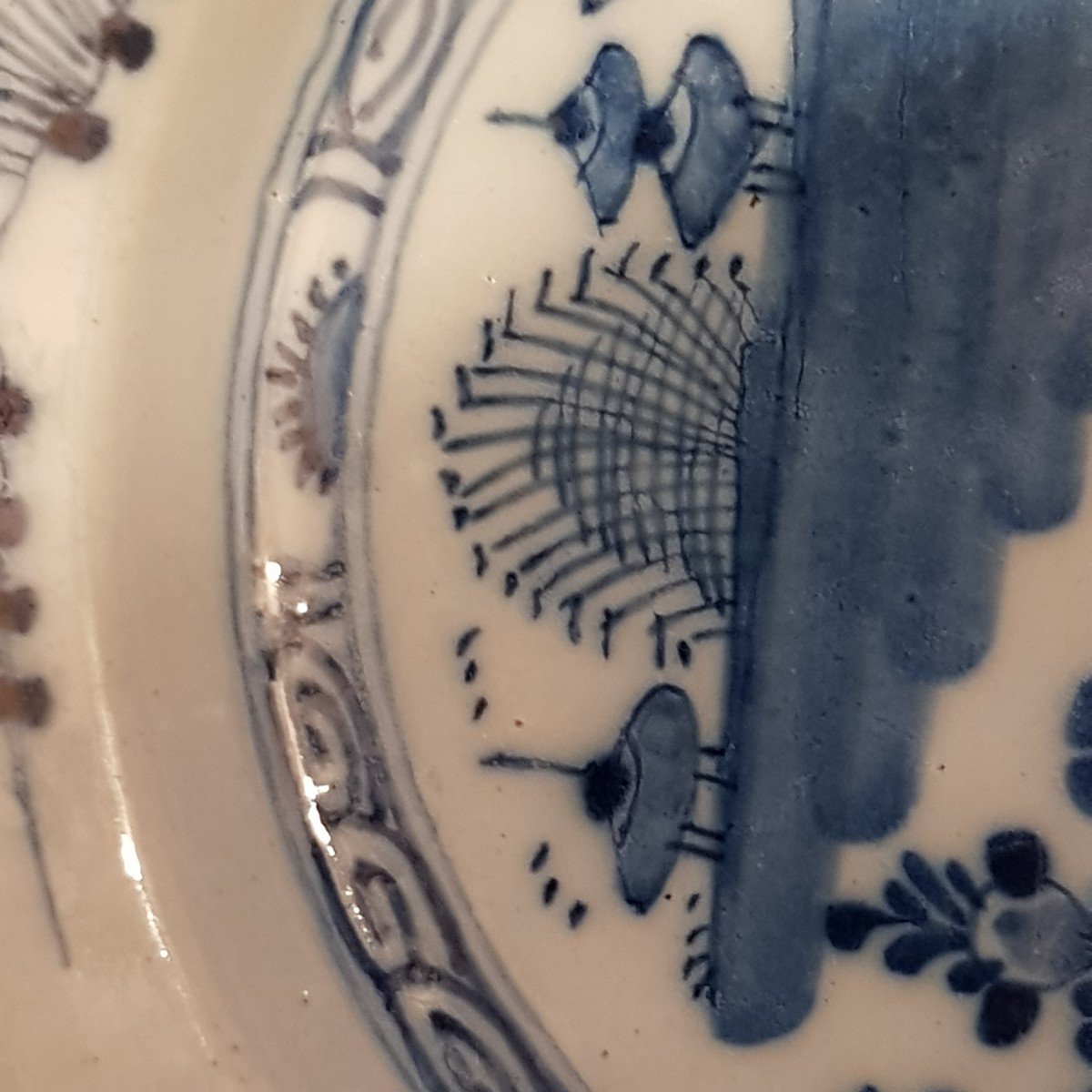 Antique Earthenware Plate From Delft Netherlands 18th Century Chinoiserie Decor-photo-2