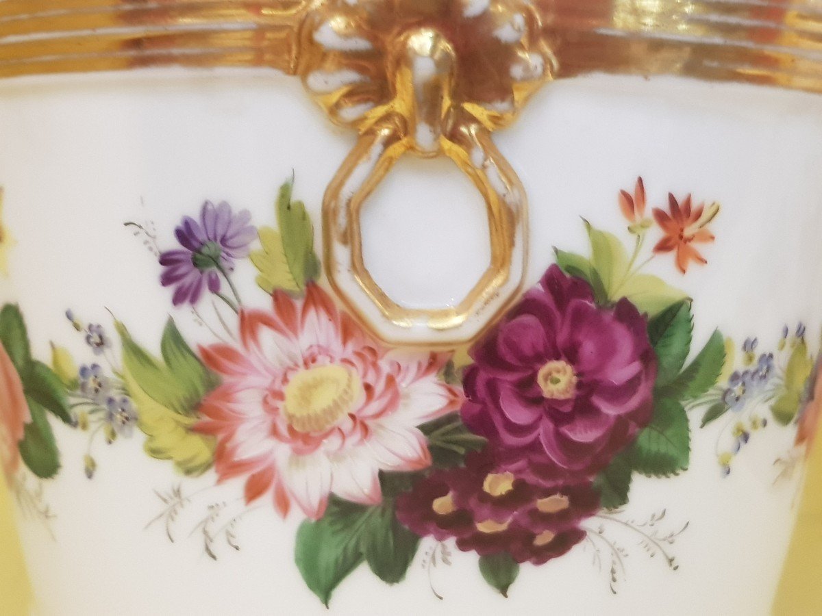 Pair Of Antique Vieux Paris Porcelain Cachepots With Floral Decoration-photo-4