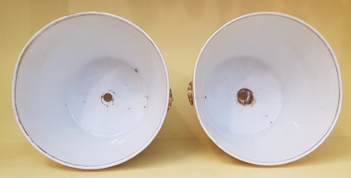Pair Of Antique Vieux Paris Porcelain Cachepots With Floral Decoration-photo-5