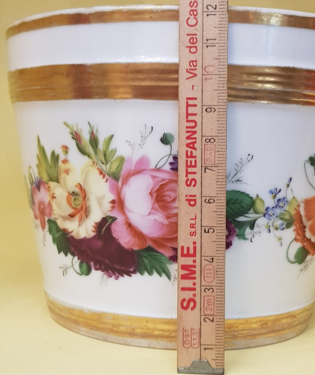 Pair Of Antique Vieux Paris Porcelain Cachepots With Floral Decoration-photo-6