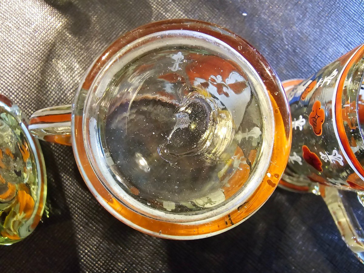 Set Of 5 Small Lobmeyr Enamelled Shot Glasses With Coat Of Arms Of The Princely Alliance-photo-3