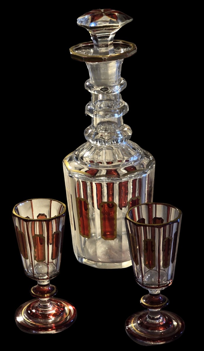 Antique Crystal Liquor Set In The Style Of Nachtmann Steiner & Vogel