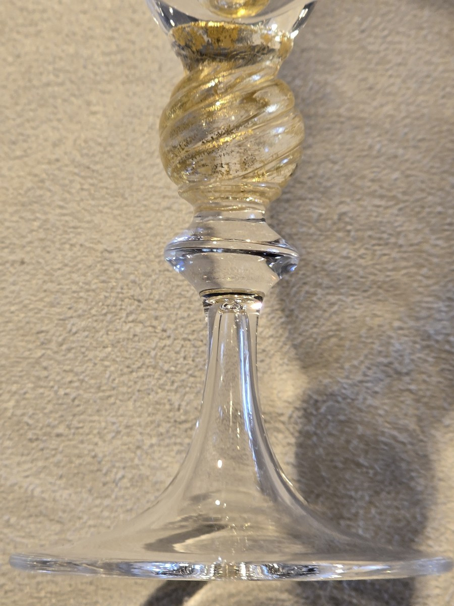 Serie 6 Flutes En Verre Soufflé Murano Barovier-photo-1