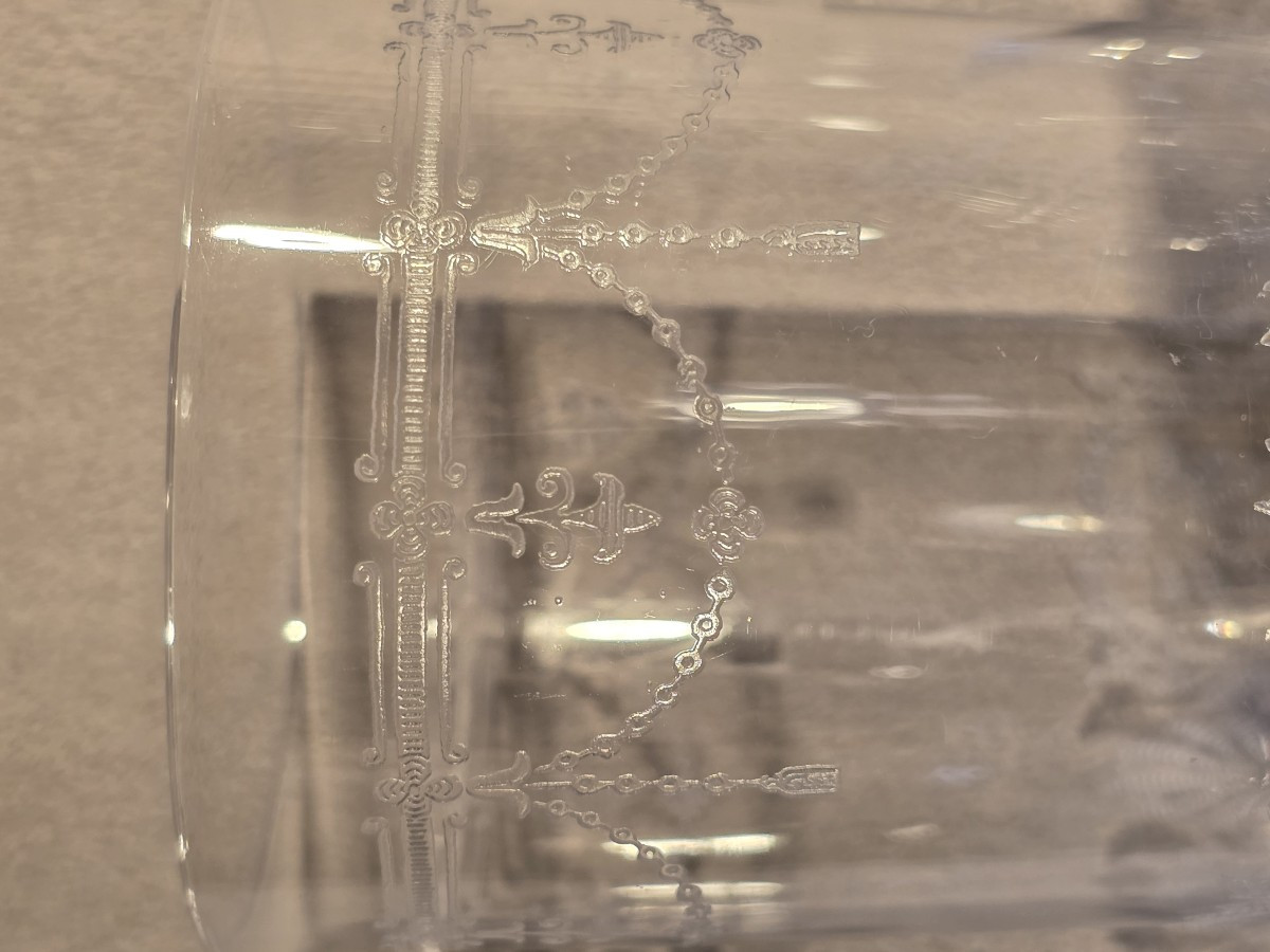 Lot 6 Goblets Anciens  En Cristal Gravés à l'Acide-photo-6