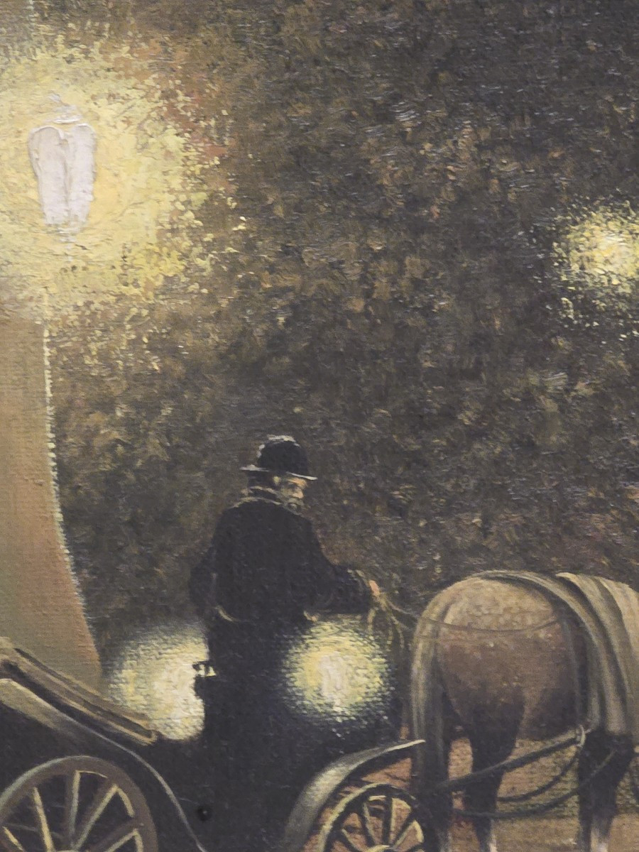 Peinture à l'Huile Sur Toile  Paysage Nocturne-photo-4