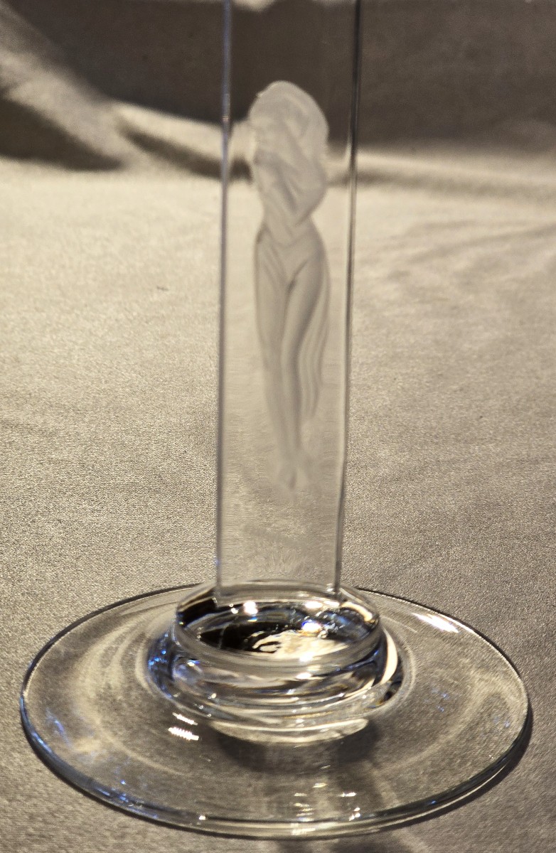 Old Acid-etched Stemmed Glass-photo-3