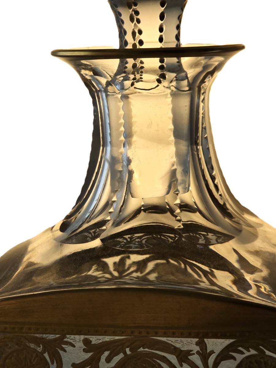 Antique Saint Louis Crystal Whisky Decanter, Thistle Model-photo-1