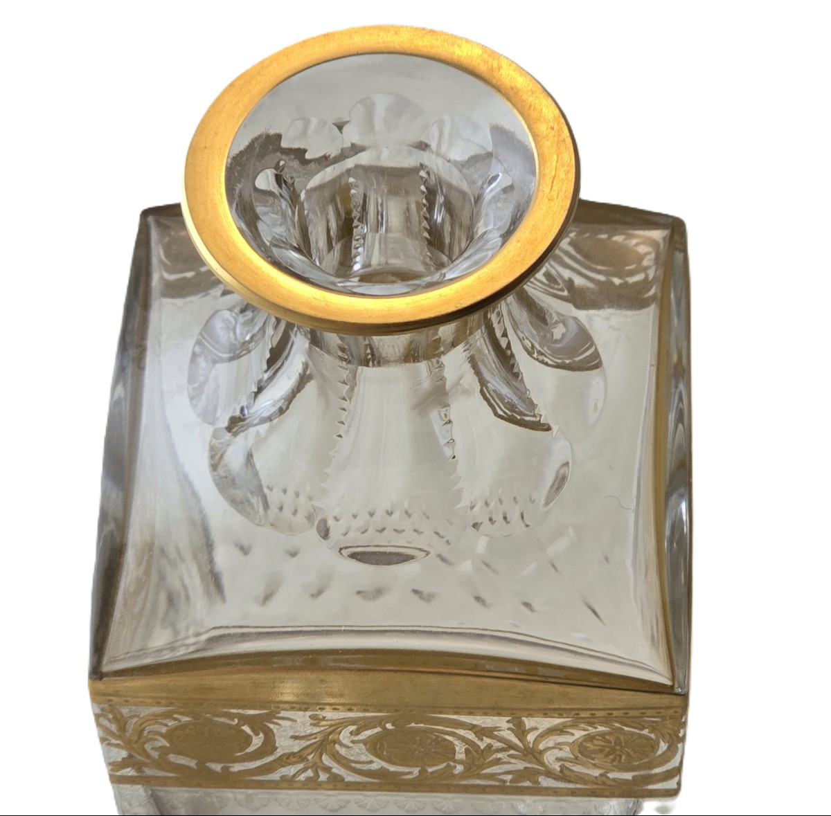 Antique Saint Louis Crystal Whisky Decanter, Thistle Model-photo-3