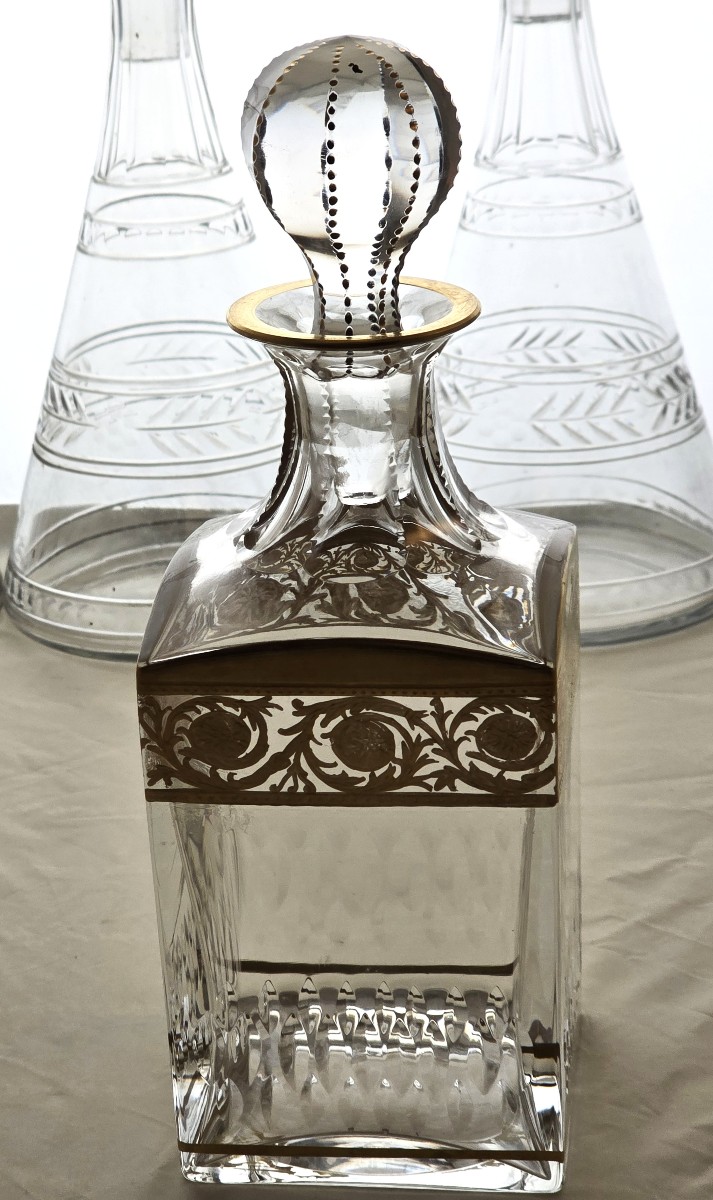 Antique Saint Louis Crystal Whisky Decanter, Thistle Model