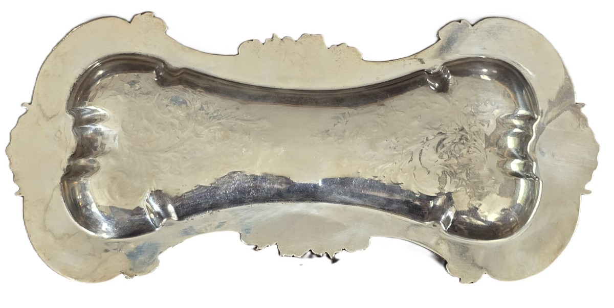 Ancien Petit Plateau Porte-plume En Métal Argenté-photo-2