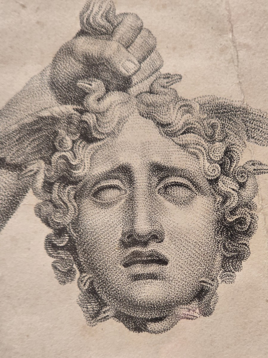 Neoclassical Engraving Depicting Perseus, Based On Canova's Sculpture-photo-1