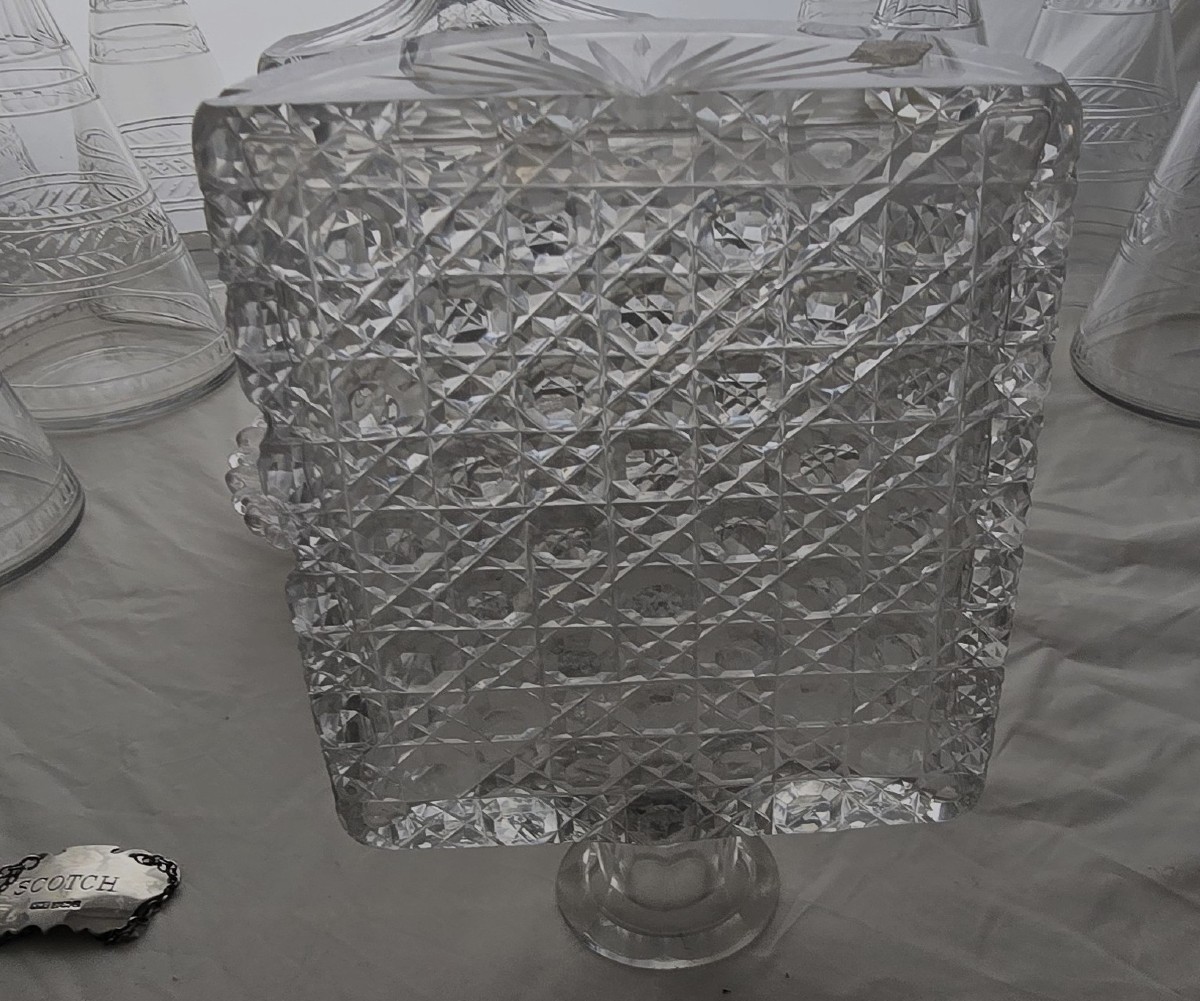 Ancient Liquor Set In Crystal And Silver Sterling-photo-3