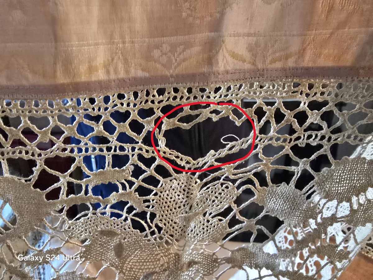Grand Dessus De Lit Art Nouveau En Soie Et Dentelle 280x270 Cm-photo-7