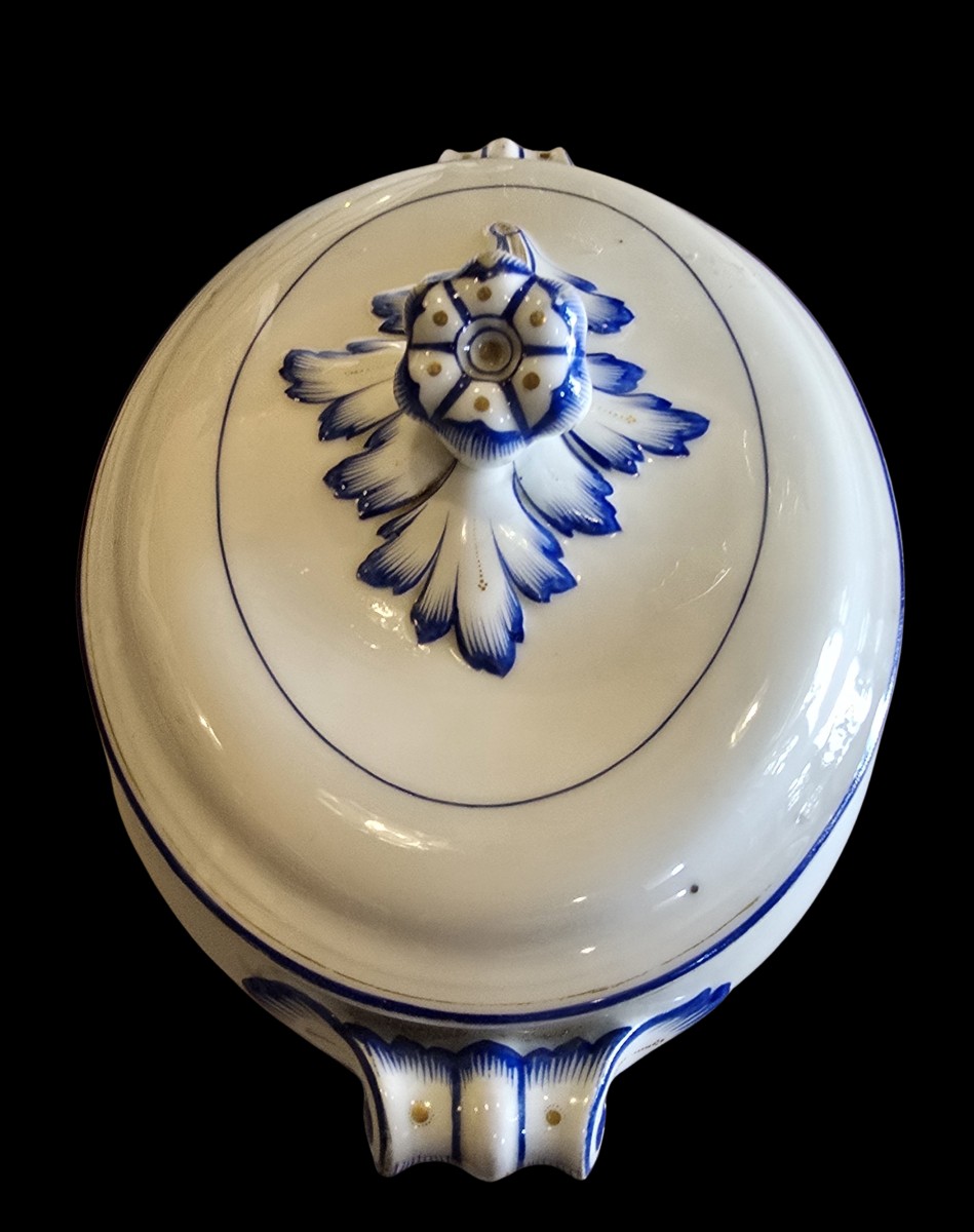 Antique Oval Porcelain Soup Tureen-photo-2