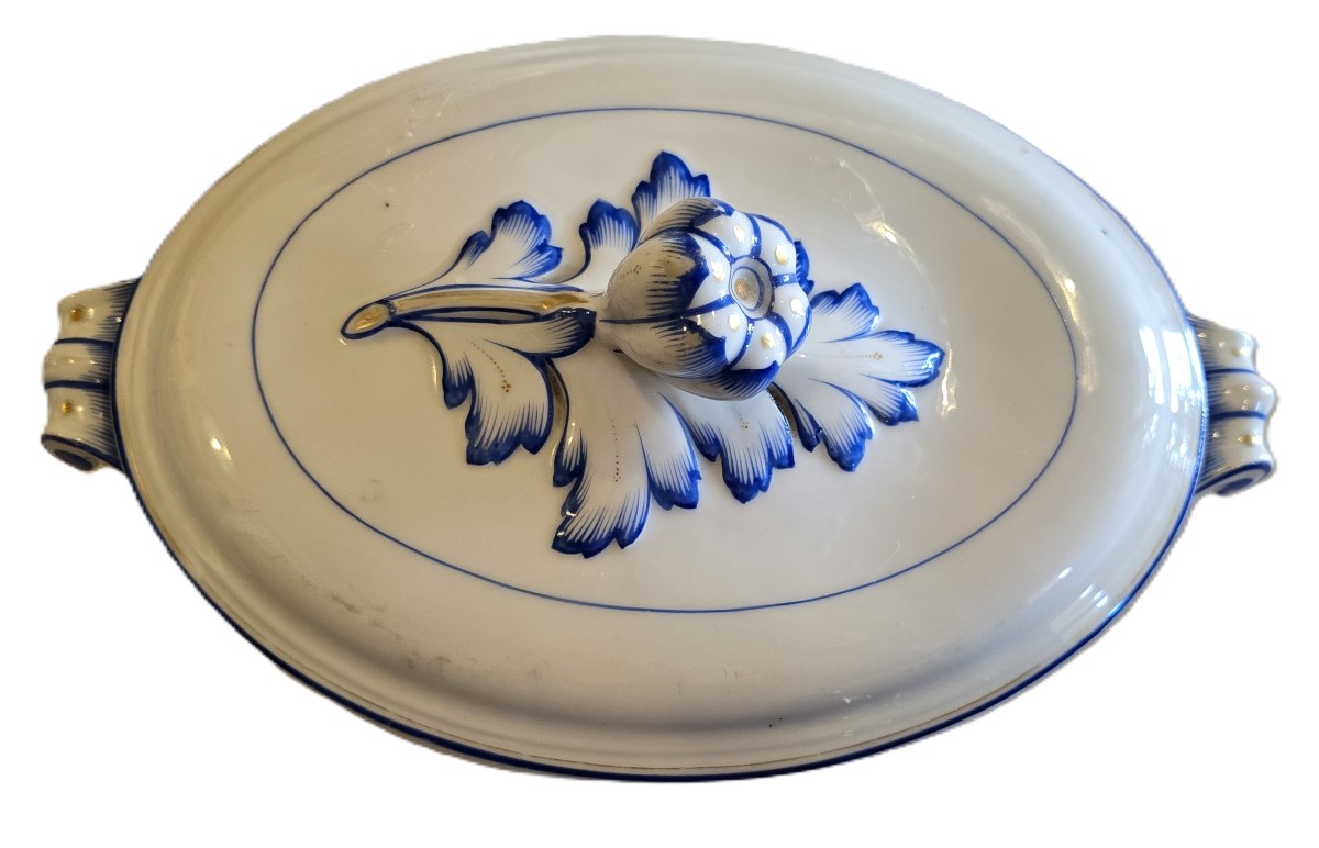 Antique Oval Porcelain Soup Tureen-photo-3