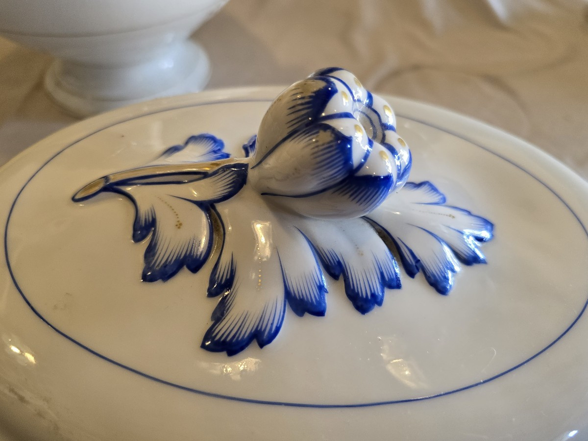 Antique Oval Porcelain Soup Tureen-photo-4