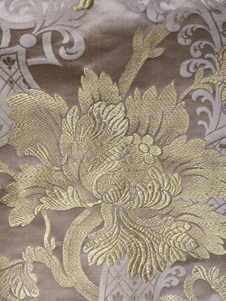  ancien coupon de brocart en pure soie 220x120  cm-photo-4