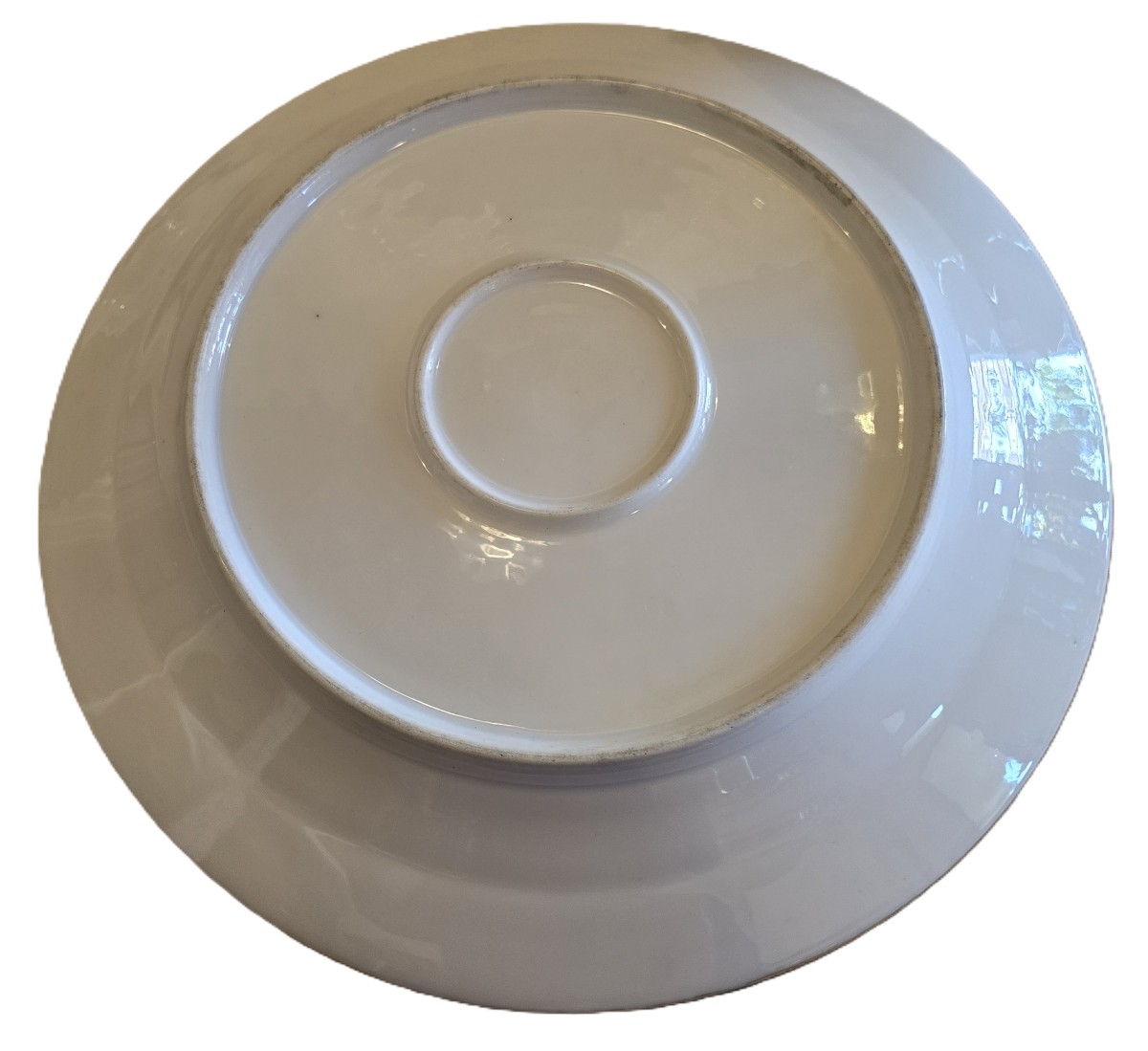 Ancienne assiette en porcelaine ronde monogramme et couronne princière-photo-2