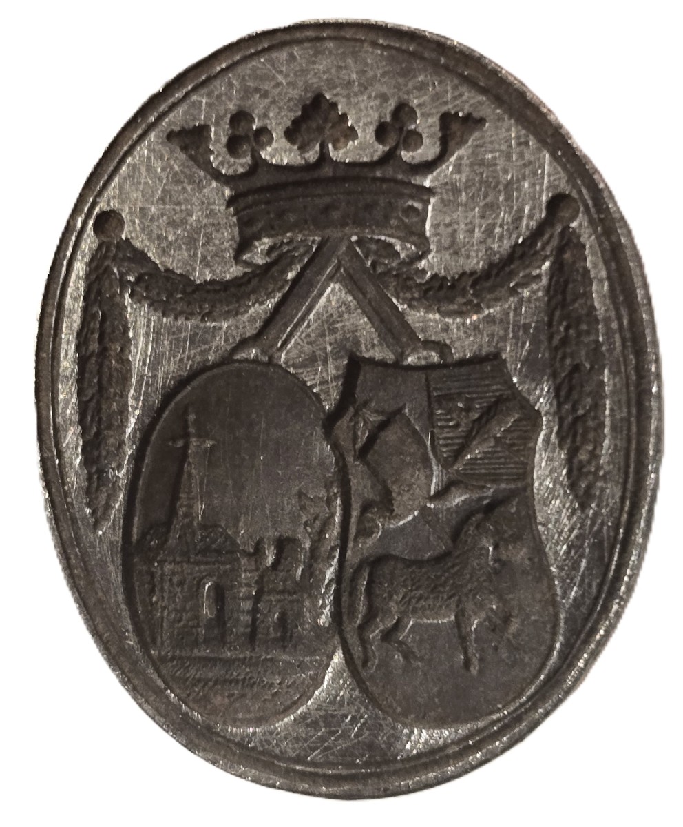 Ancient Seal With Marital Coat Of Arms And Marquis Crown-photo-3