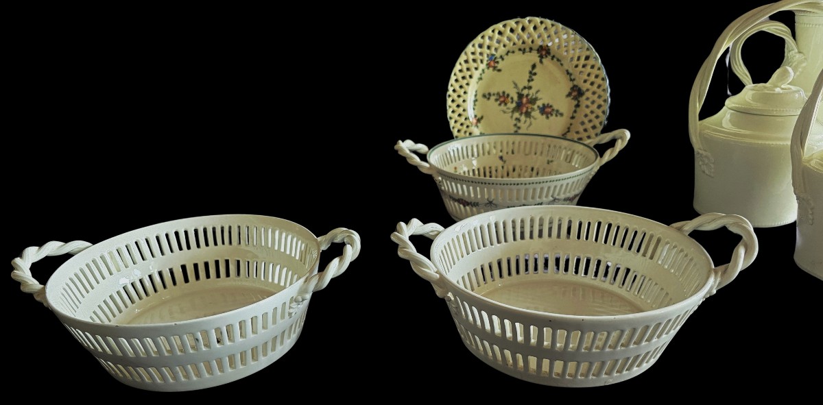 Pair Of Antique Pierced Majolica Baskets, Bassanello.-photo-6