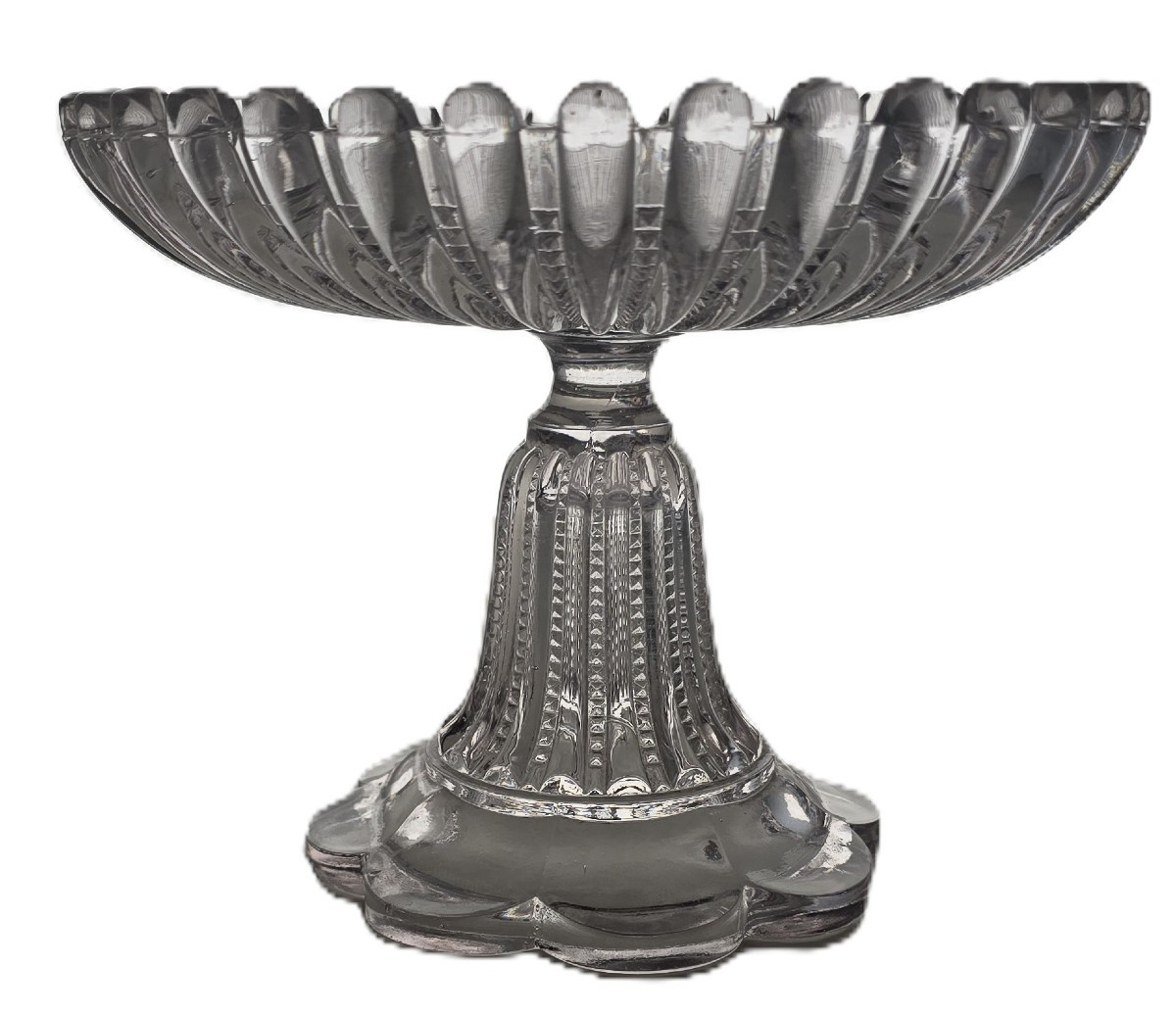 ancienne coupe sur pied en verre  moulé Baccarat diamètre 20 cm-photo-2