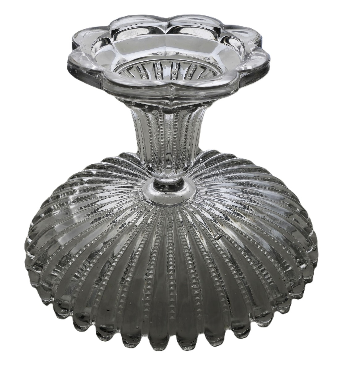 ancienne coupe sur pied verre moulé Baccarat 24 cm diamètre-photo-4