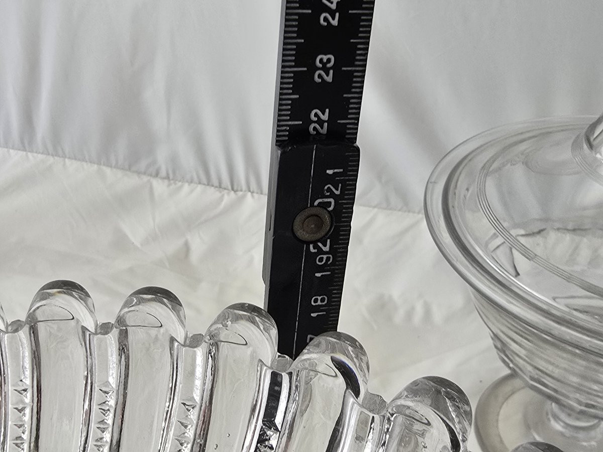 ancienne coupe sur pied verre moulé Baccarat 24 cm diamètre-photo-3