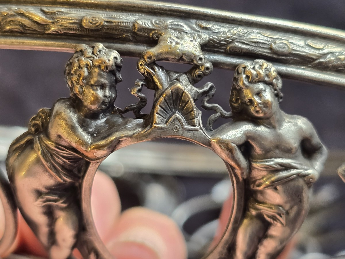 paire de corbeilles anciennes en cristal et étain-photo-2