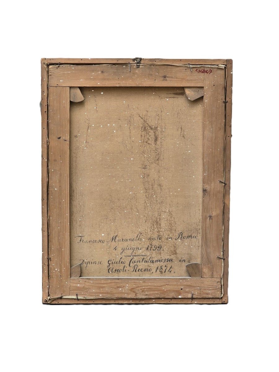 tableau huile su toile XIX ème siècle portrait d'un bourgeois artiste  Giulio Cantalamessa -photo-1