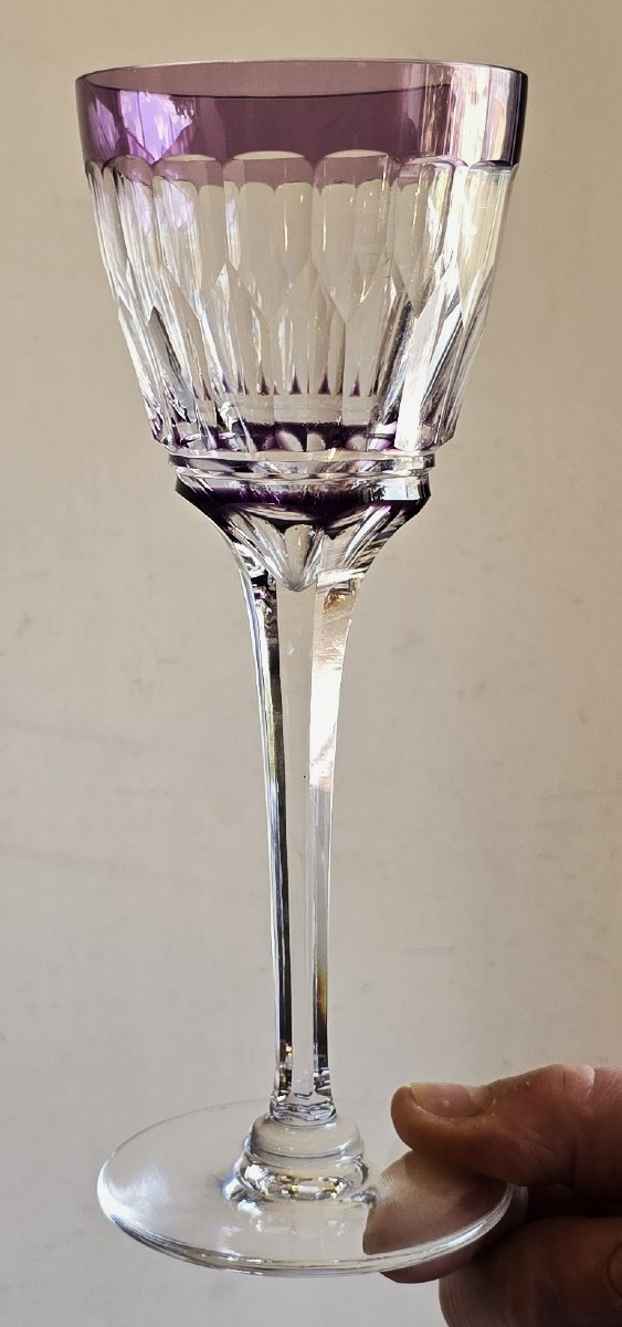 Pair Of Antique Crystal Stem Glasses-photo-2